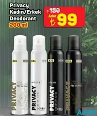 PRİVACY KADIN/ERKEK DEODORANT 200 ML PRİVACY KADIN/ERKEK DEODORANT 200 ML